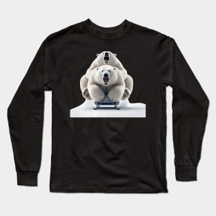 Polar bear Steve and friend in a bobsled Long Sleeve T-Shirt